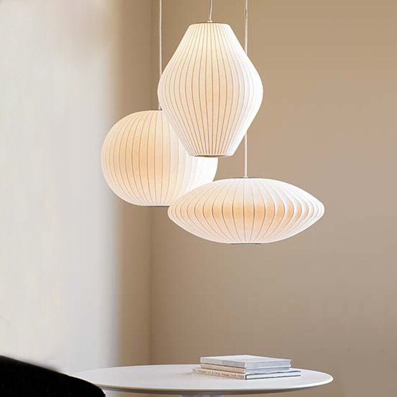 Farmhouse Pendant Light - Minimalist White Nelson Bubble Lights