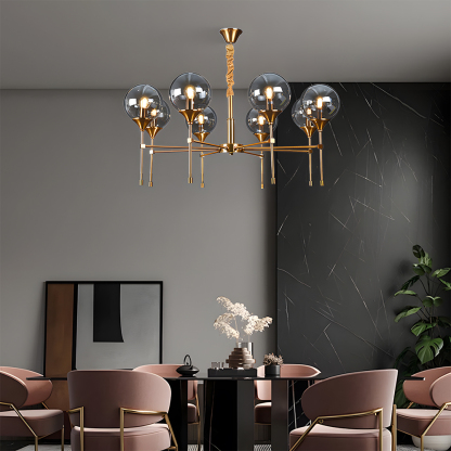 Elegant Modern Smoky Glass Sphere Chandelier