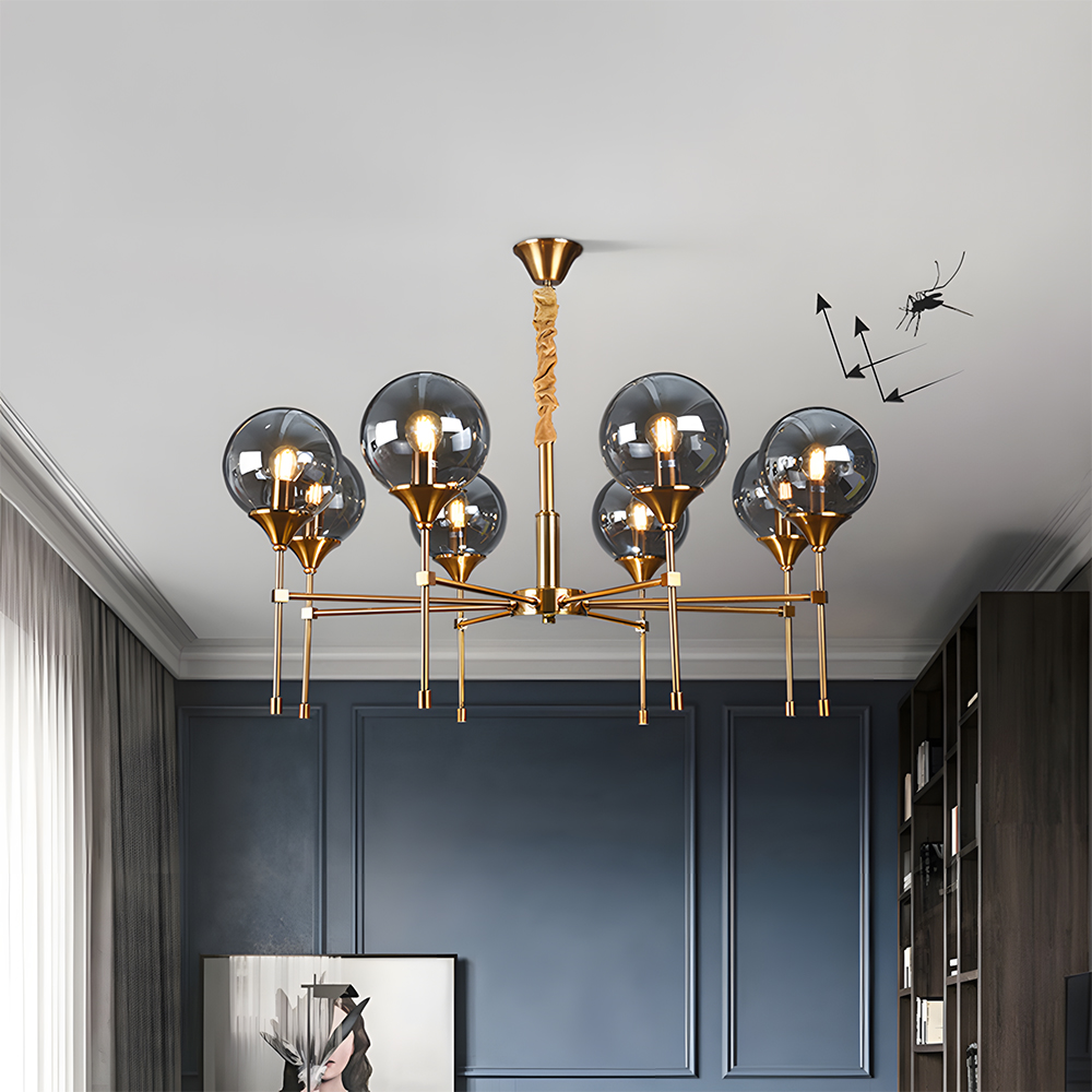 Elegant Modern Smoky Glass Sphere Chandelier