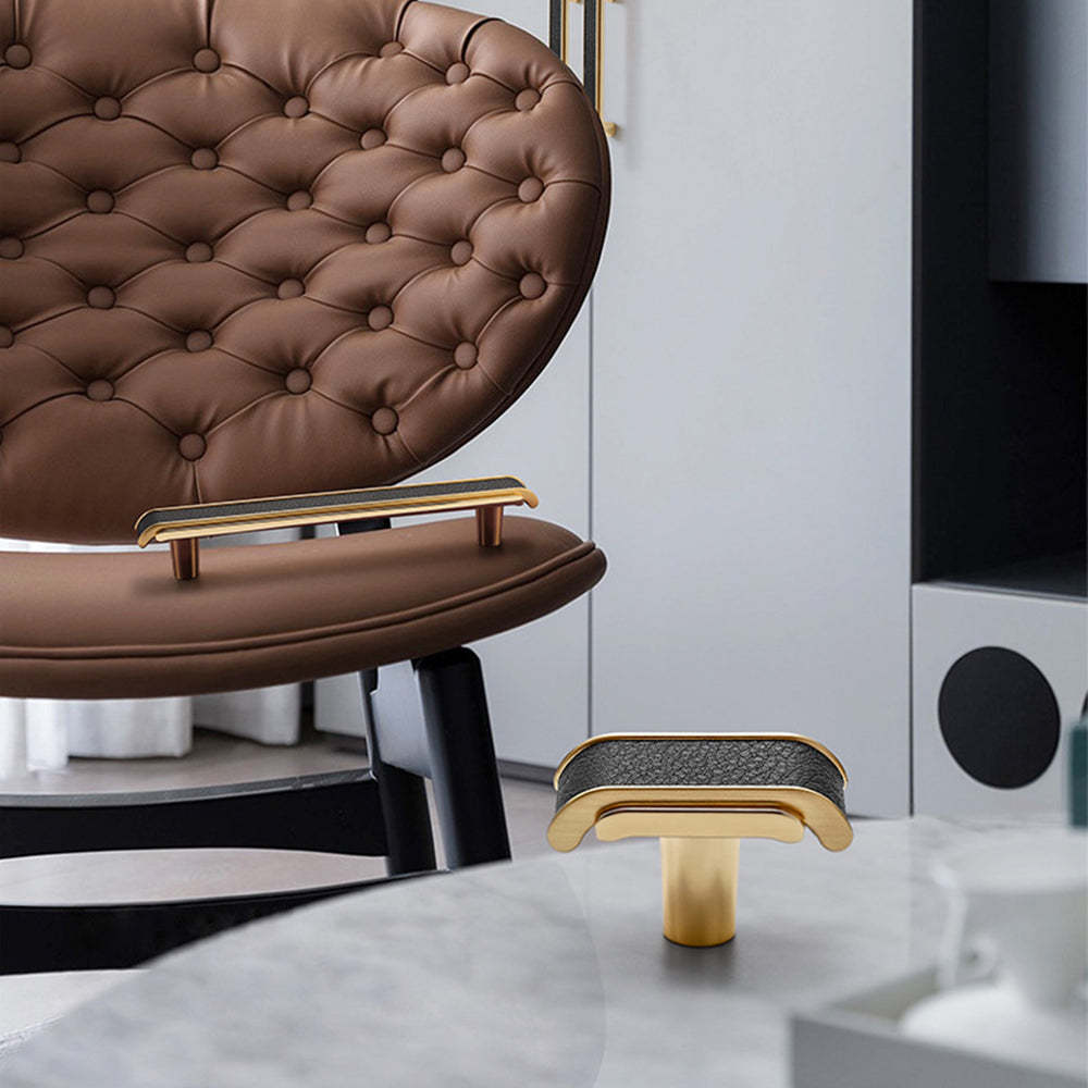 Luxury Leather Pattern Cabinet Pulls -Homdiy