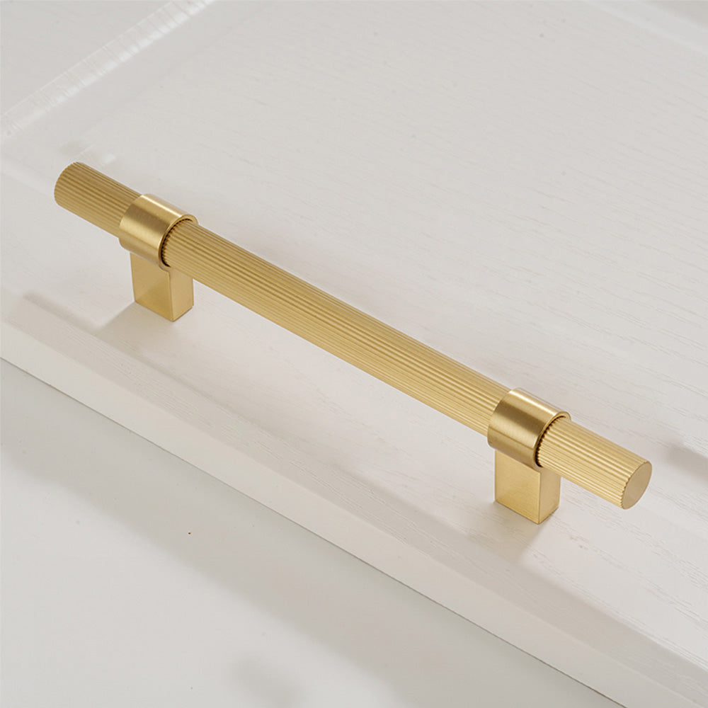 Solid Brass Gold Knurled Hardware Kitchen Cabinet Pulls