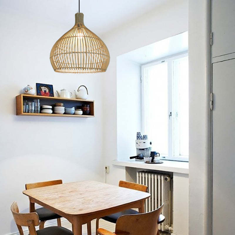 Handmade Wicker Woven Pendant Lampshade Rattan Hanging Light -Homdiy