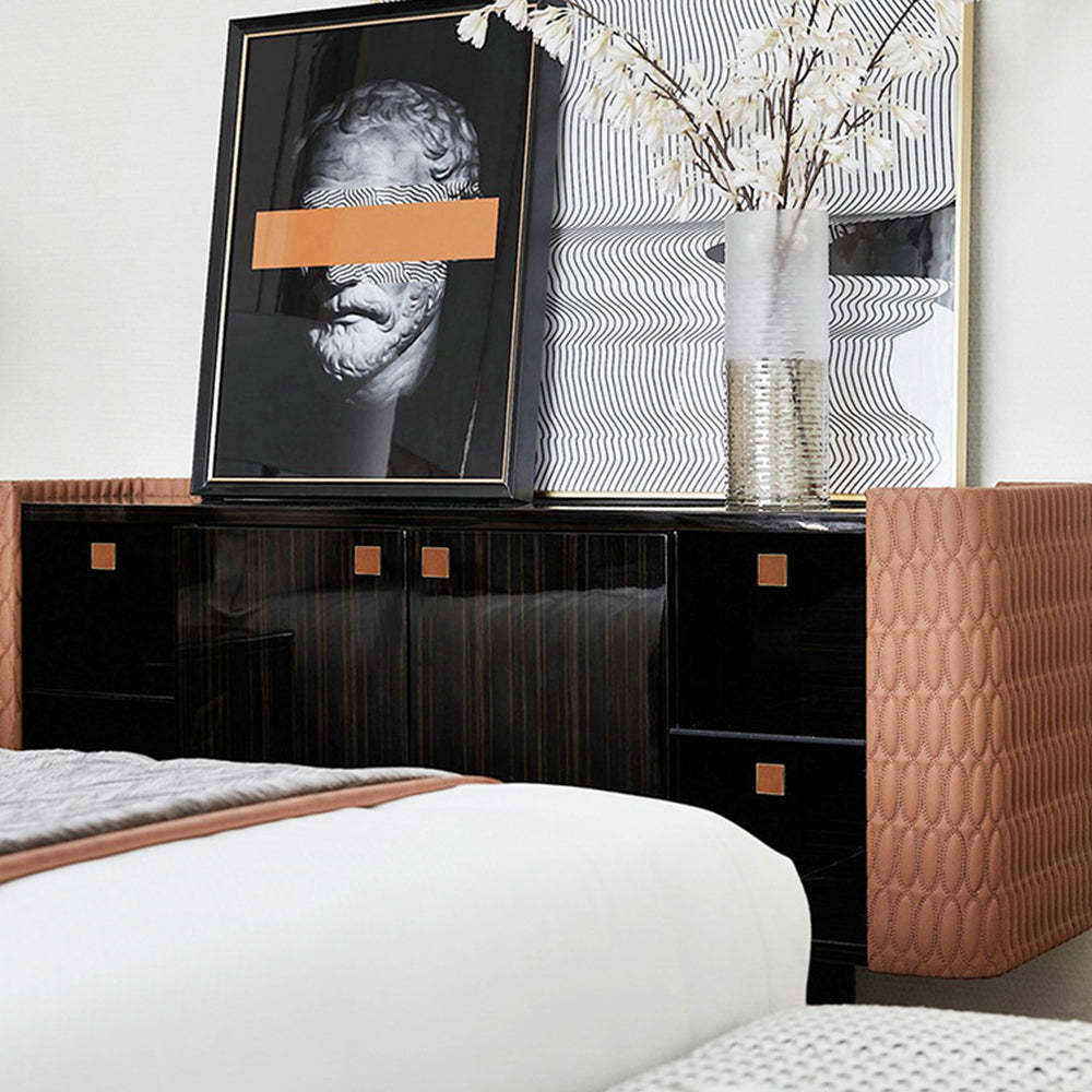 Gold and Brown Leather Kitchen Cabinet Handles -Homdiy