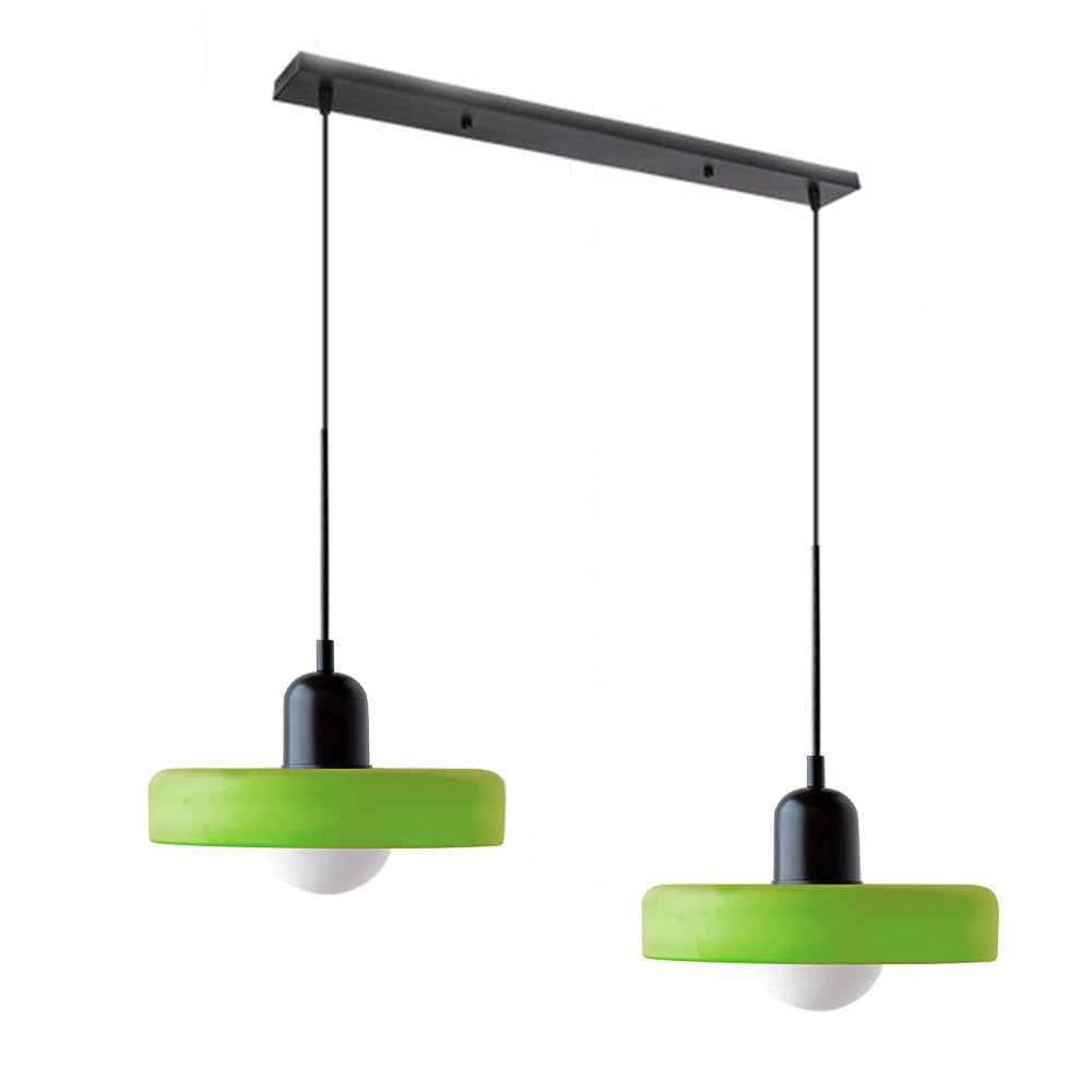 2 Heads Modern Bauhaus Stained Glass Pendant Lamp