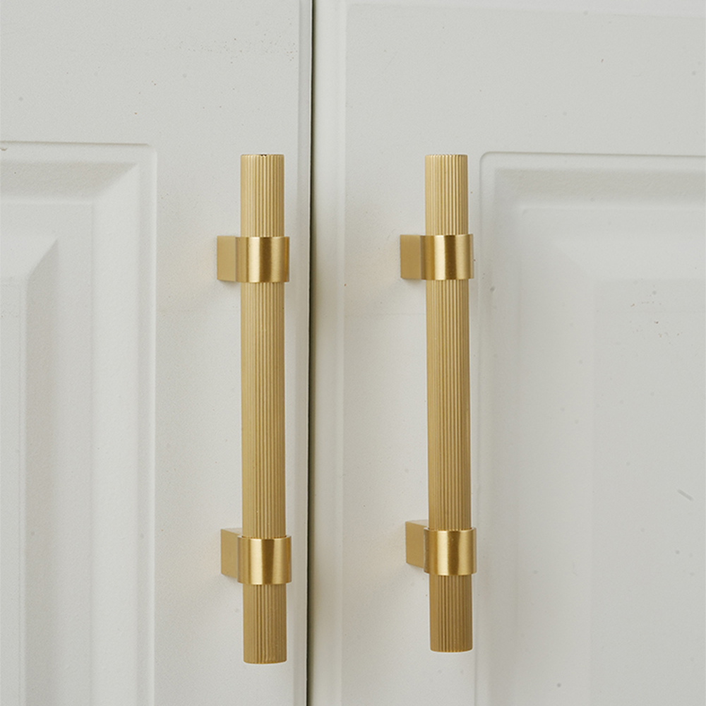 Solid Brass Gold Knurled Hardware Kitchen Cabinet Pulls