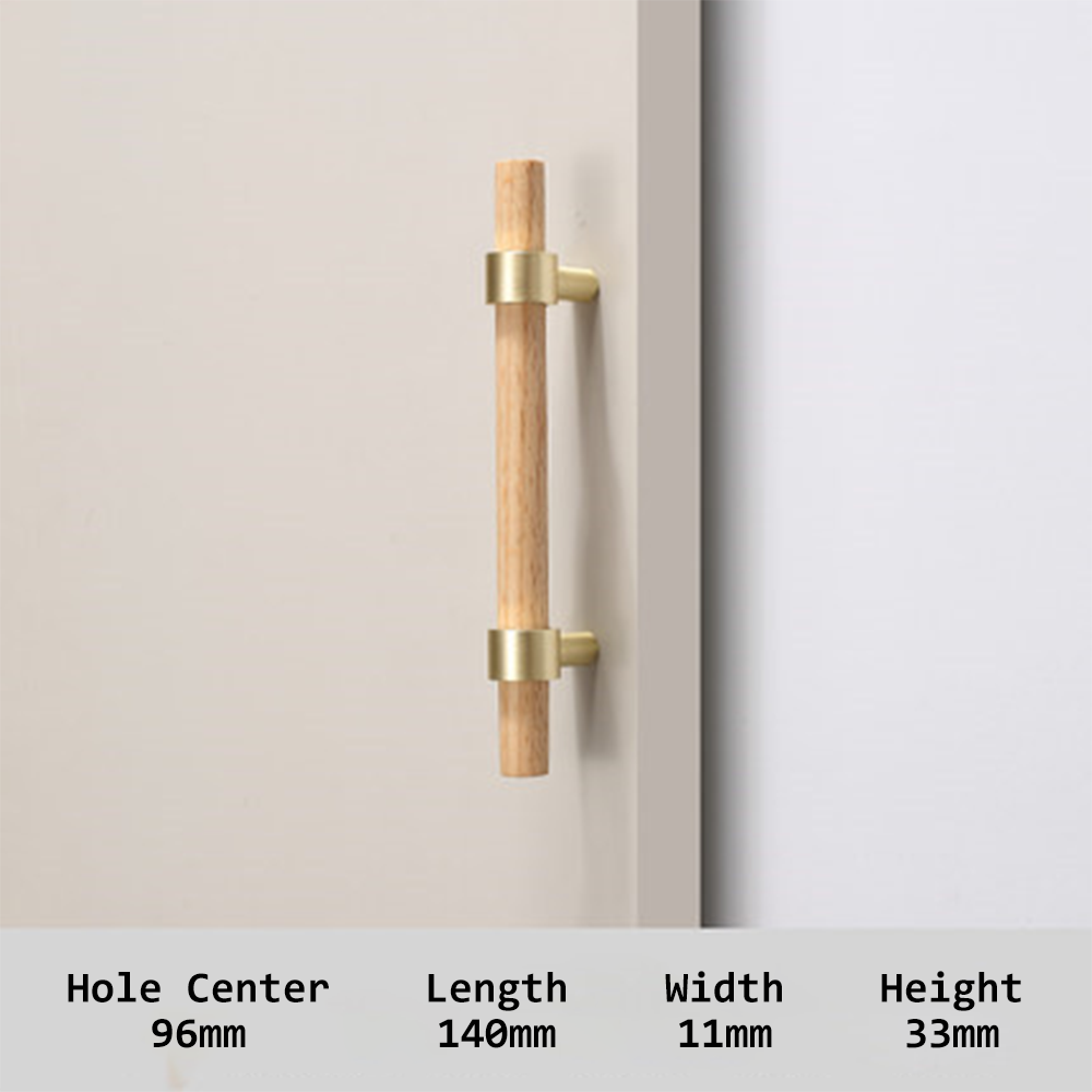 Walnut & Beech Drawer Dresser Pulls Wooden Cabinet Pulls With Brass Base -Homdiy