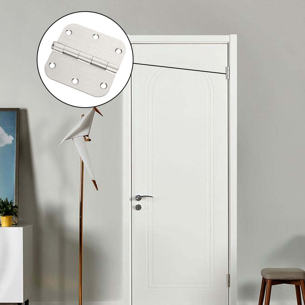 18 Pack Satin Nickel Rounded Doors Hinges 3.5 x 3.5 inch with 5/8" Radius Corners -Homdiy