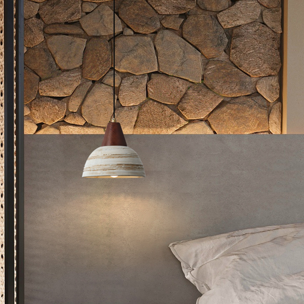 Vintage Walnut Ceramic Pendant Lamp -Homdiy