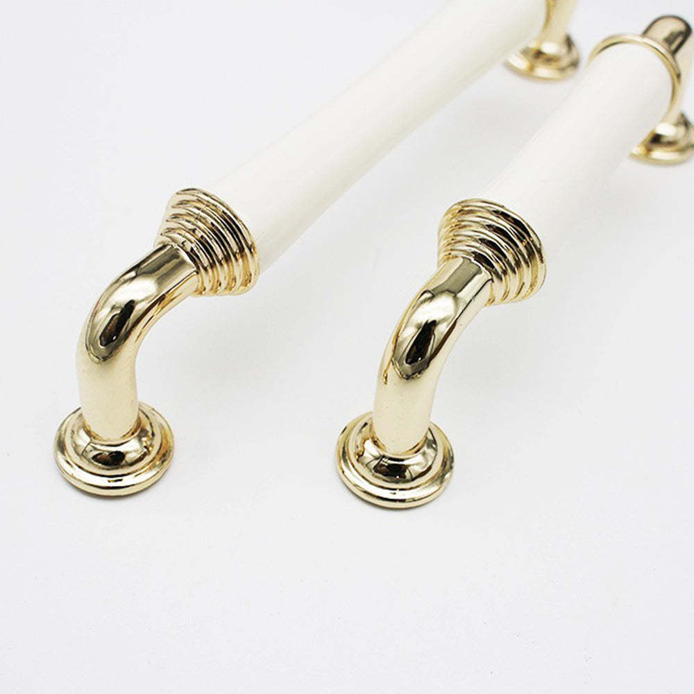 Light Luxury Gold White Creamic Kitchen Door Handles -Homdiy