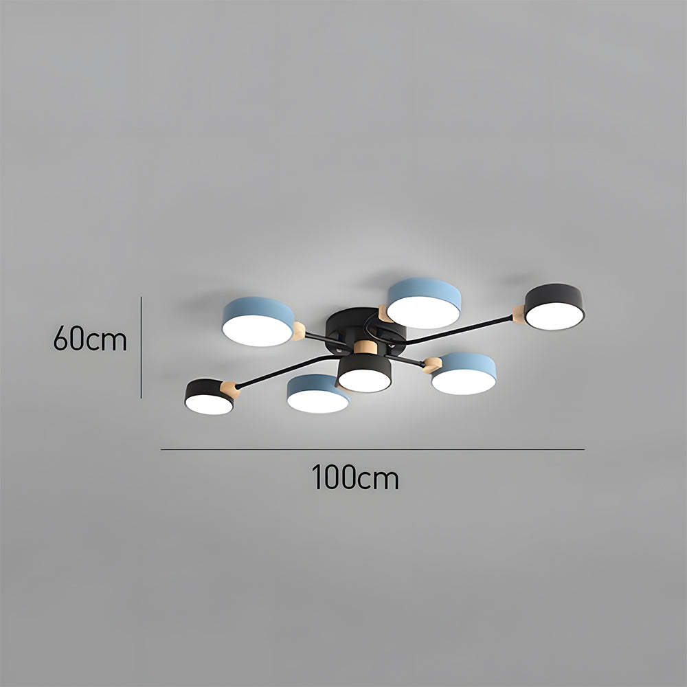 Nordic Multi-circular Wood Flush Mount LED Ceiling Light