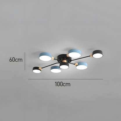 Nordic Multi-circular Wood Flush Mount LED Ceiling Light