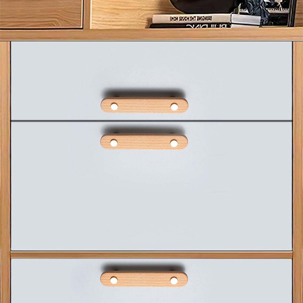 Rustic Long Beech Finish Wooden Drawer Pulls -Homdiy