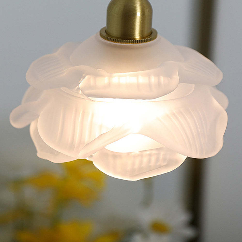 Simple Retro Floral Glass Brass Pendant Light -Homdiy
