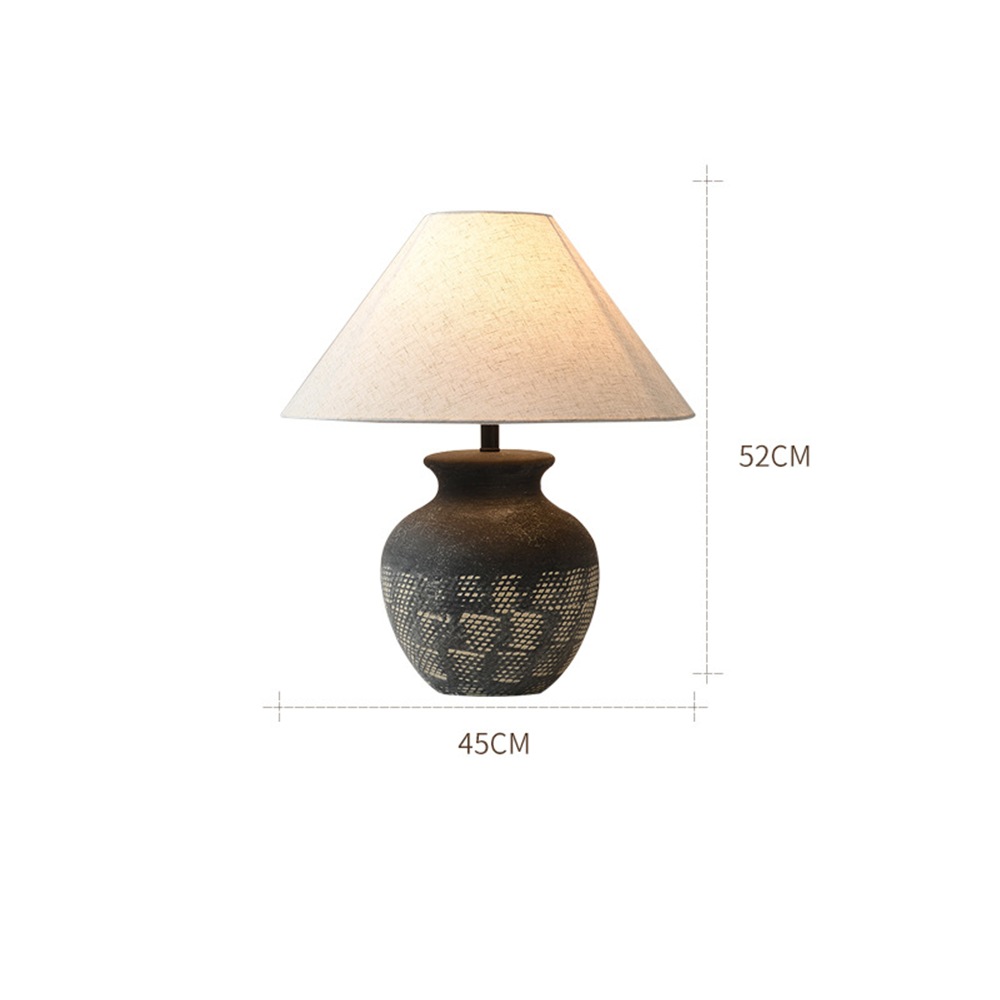 Wabi-sabi Retro White Ceramic Table Lamp Living Room -Homdiy