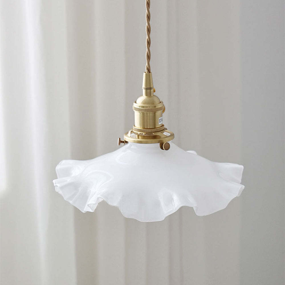 Nordic Kitchen Island Vintage Glass Pleated Pendant Lamp -Homdiy