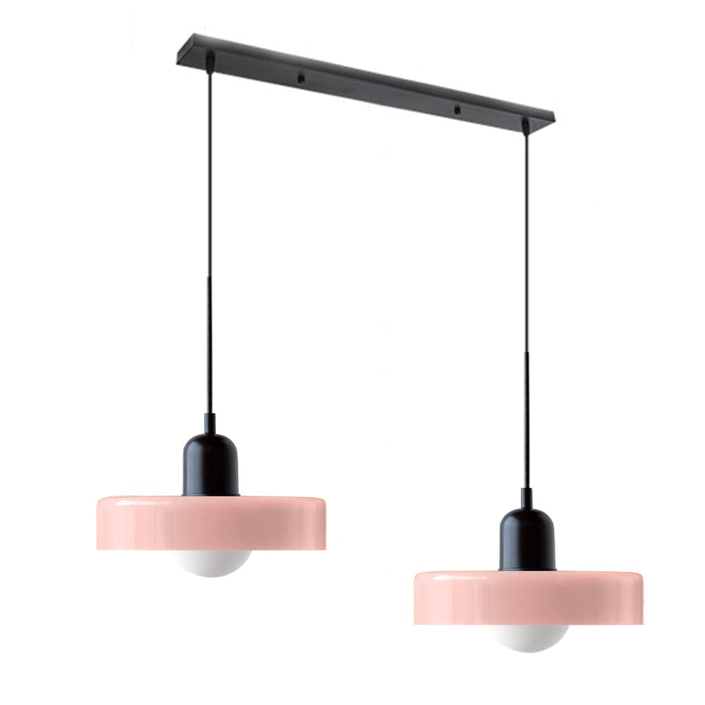 2 Heads Modern Bauhaus Stained Glass Pendant Lamp