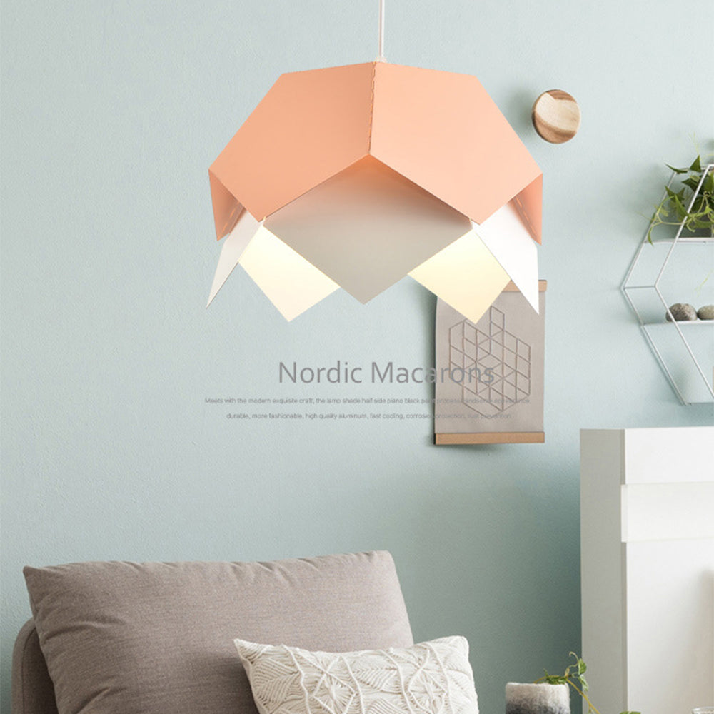 Folding Paper Color Iron Pendant Light for Bedroom Bedside -Homdiy