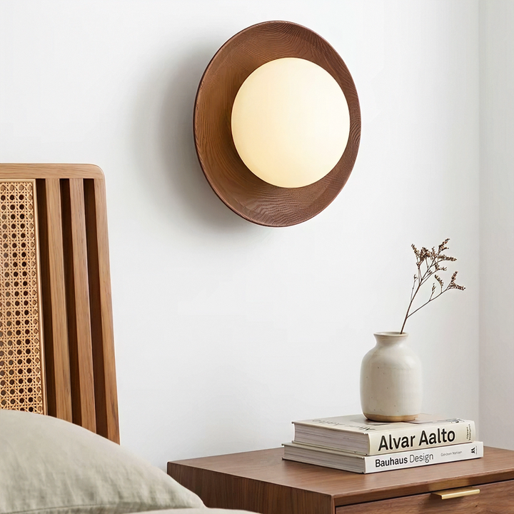 Natural Wood White Simple Wall Light