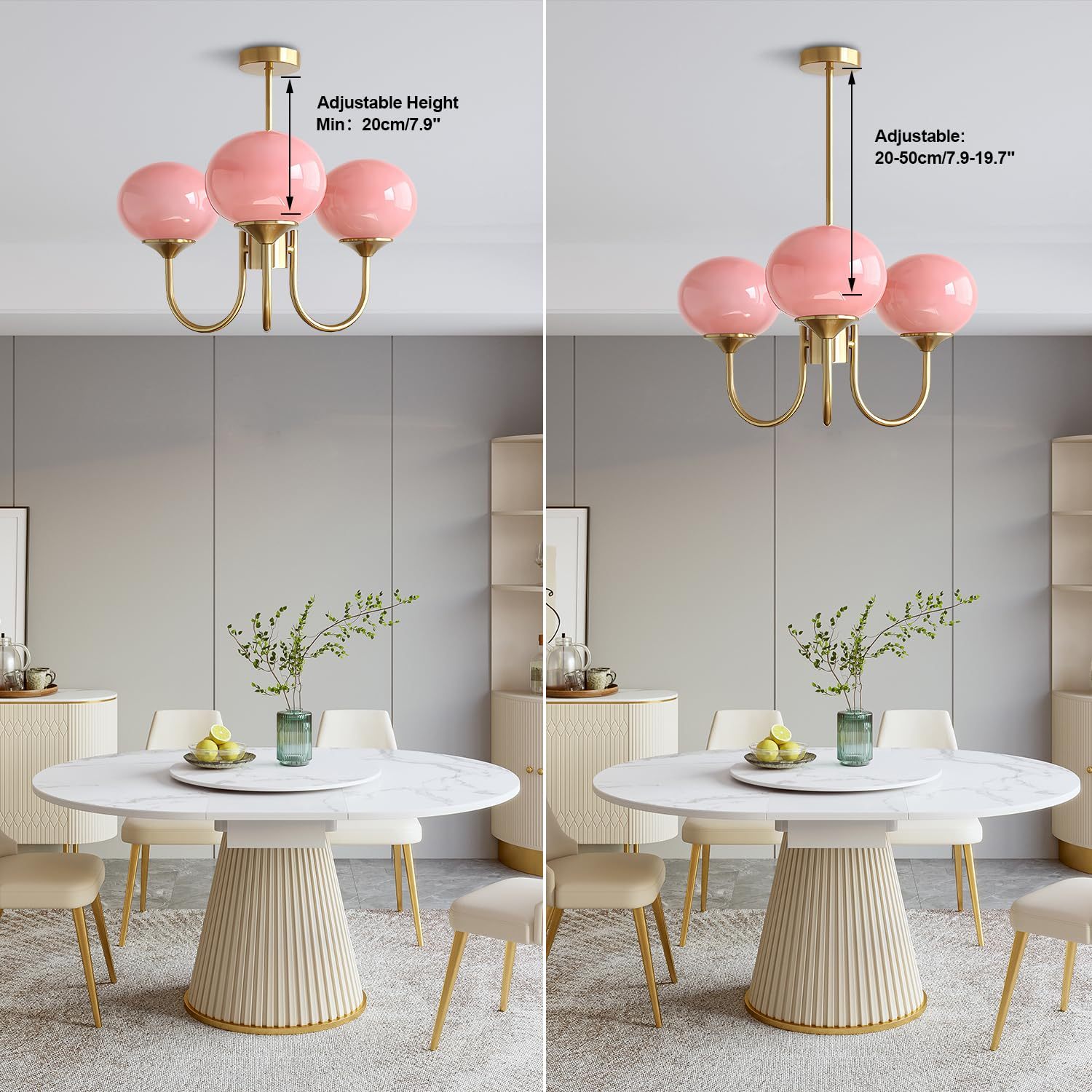 Bubble Pink Glass Marshmallow Chandelier -Homdiy