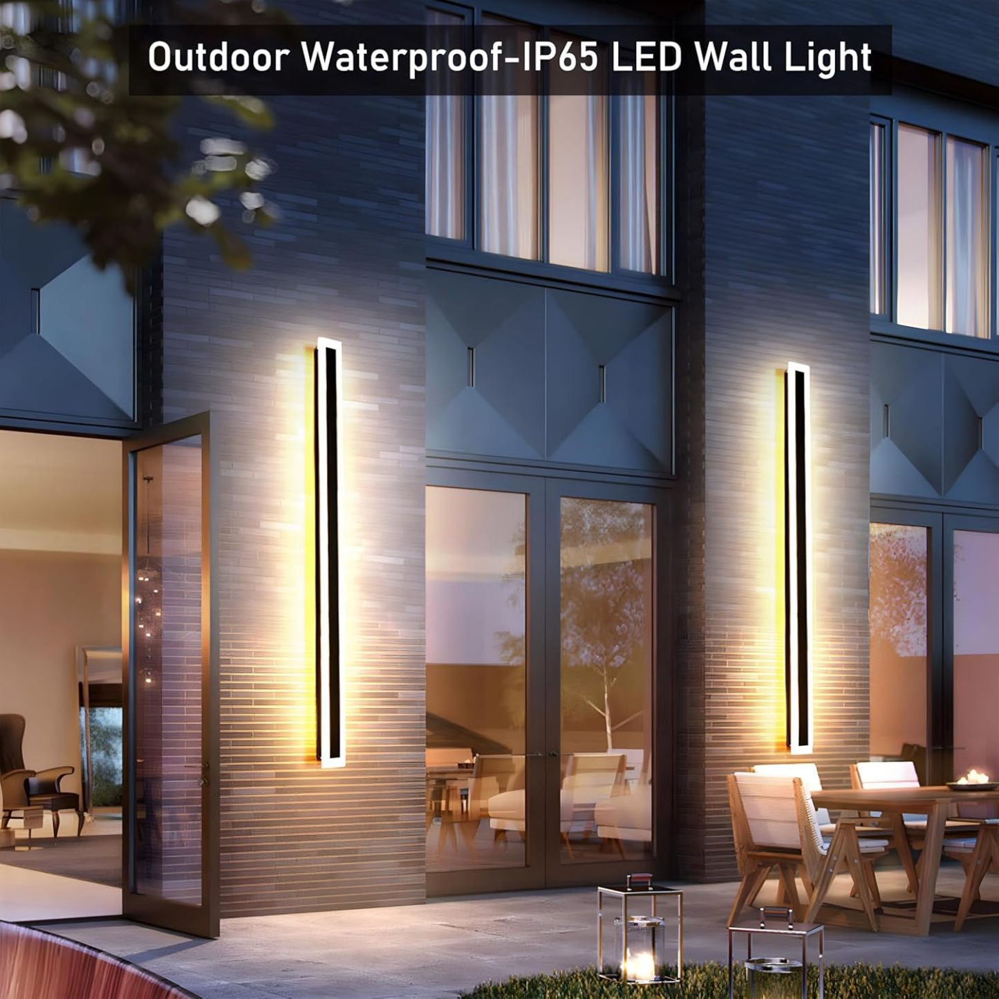 IP65 Modern Long Stripe Black Outdoor LED Porch Wall Lights