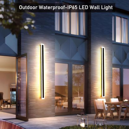 IP65 Modern Long Stripe Black Outdoor LED Porch Wall Lights