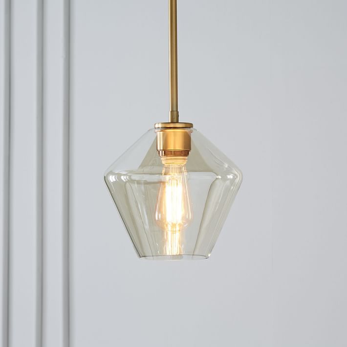 Industrial Clear Glass Shade Rod Pendant Light -Homdiy