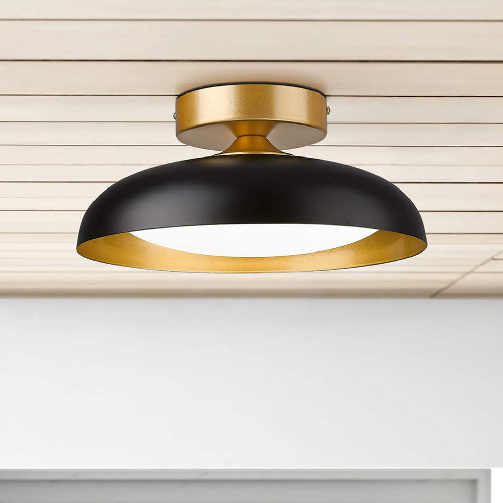 Homdiy Ceiling Lights Black Iron LED Hallway Semi Flush Mount Ceiling