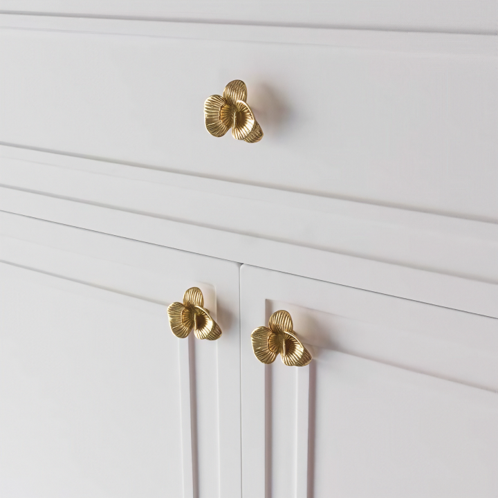Gold Brass European Phalaenopsis Cabinet Pulls And Knobs