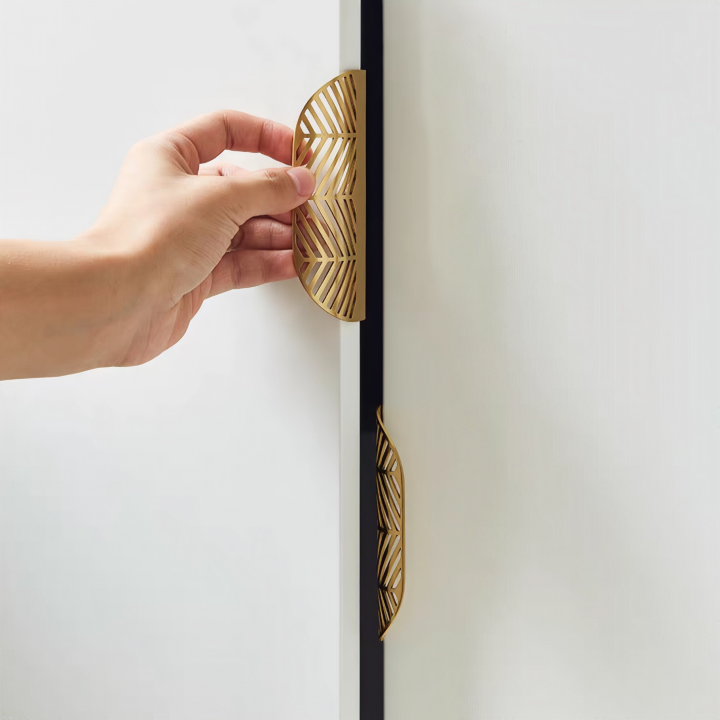 Gold Leaf Brass Cabinet Wardrobe Pulls Drawer Knobs