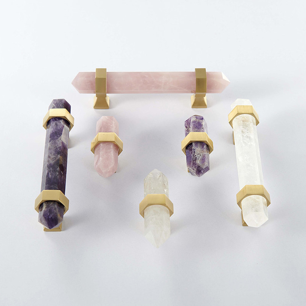 Nordic Natural Crystal Hexagonal Stone Drawer Pull