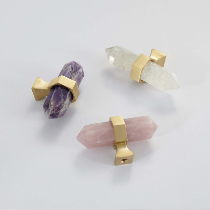 Nordic Natural Crystal Hexagonal Stone Drawer Pull