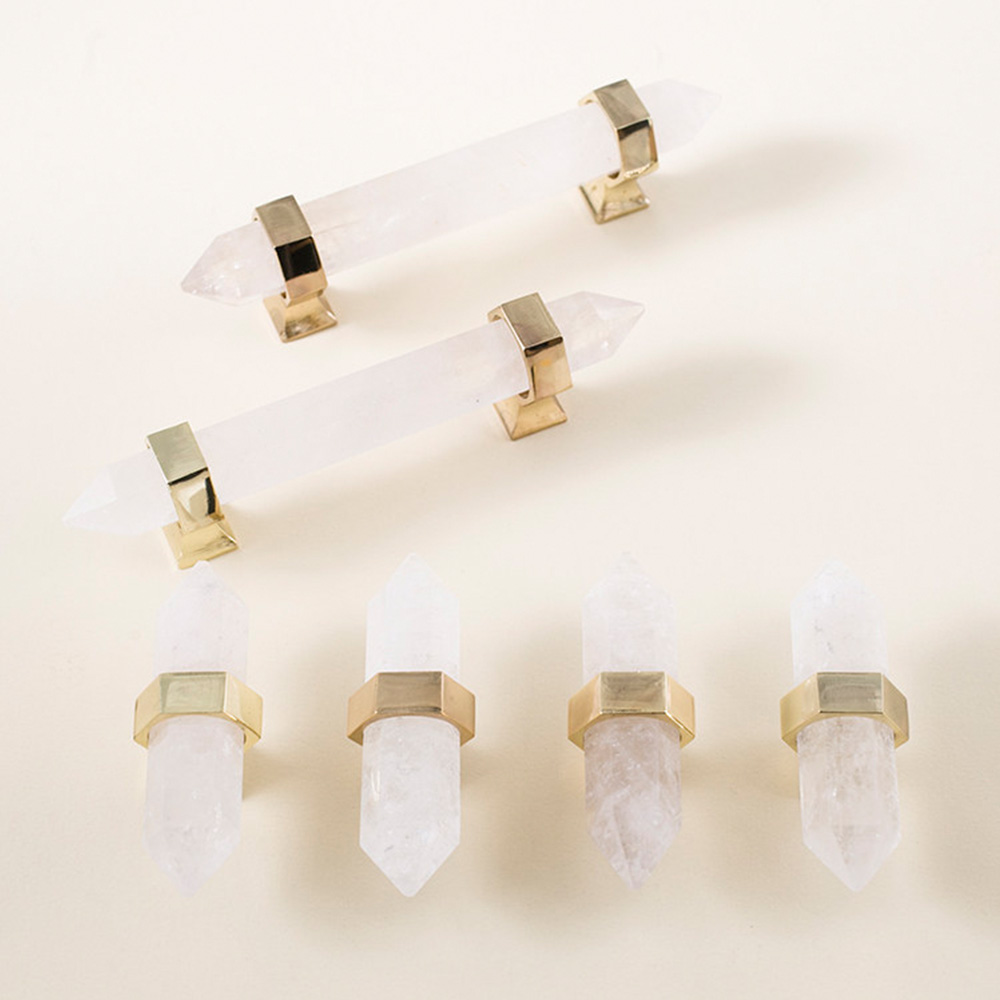 Nordic Natural Crystal Hexagonal Stone Drawer Pull