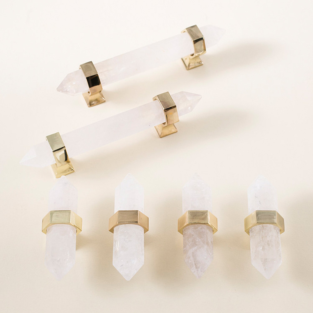 Nordic Natural Crystal Hexagonal Stone Drawer Pull