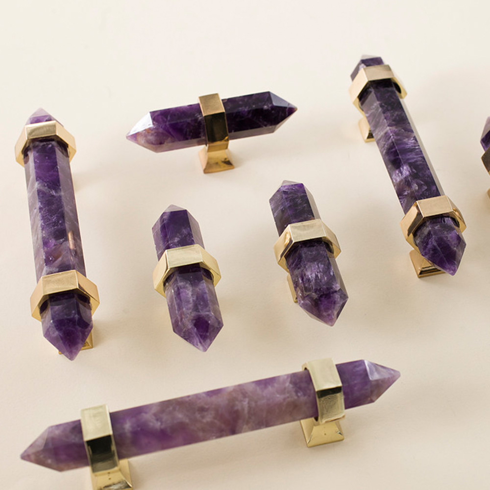 Nordic Natural Crystal Hexagonal Stone Drawer Pull