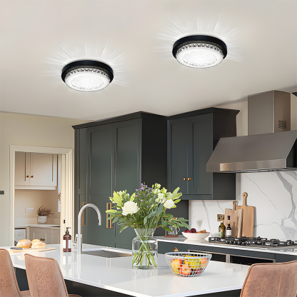 American Black Flush Mount Crystal Ceiling Light For Bedroom-5