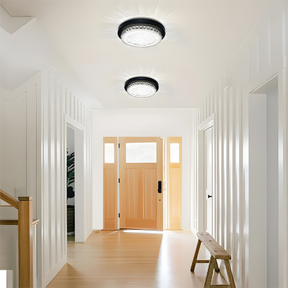American Black Flush Mount Crystal Ceiling Light For Bedroom-3