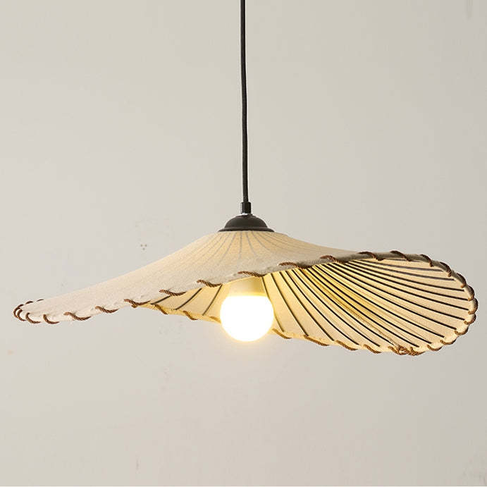 Wabi-Sabi Retro Creamy Lotus Leaf Fabric Pendant Light -Homdiy
