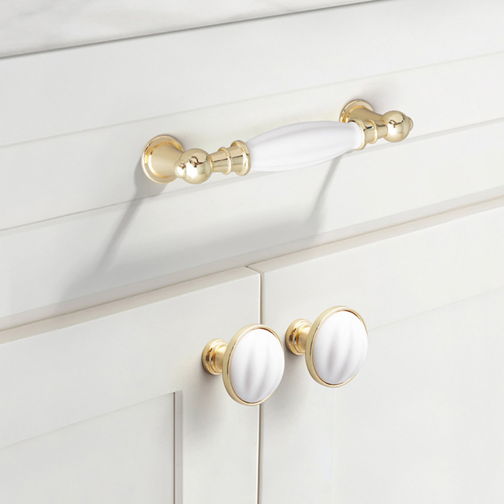 Modern Solid Zinc Alloy & Ceramic Cabinet Pulls