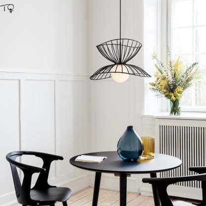 Modern Metal Chandelier Iron Straw Hat Pendant Light -Homdiy