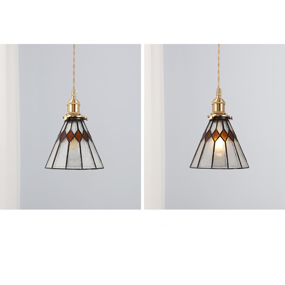 Nordic Simple Cone Tiffany Glass Pendant Light -Homdiy