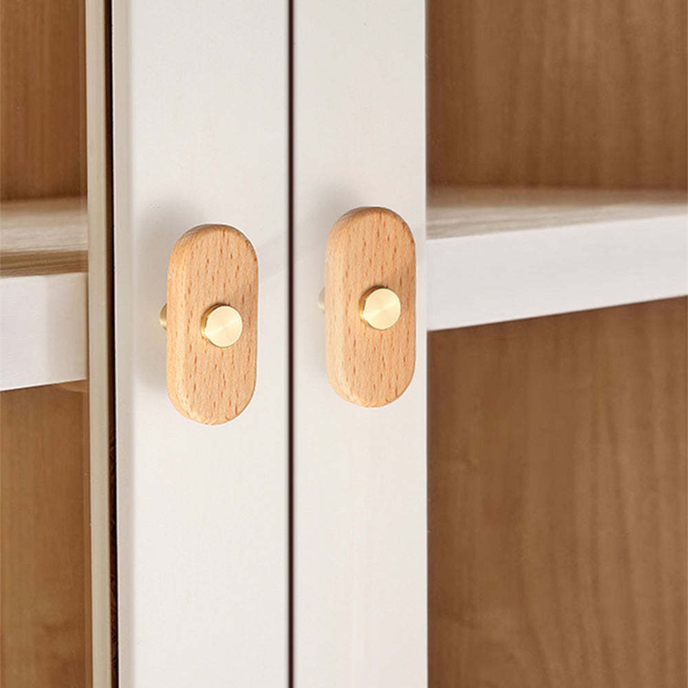 Rustic Long Beech Finish Wooden Drawer Pulls -Homdiy