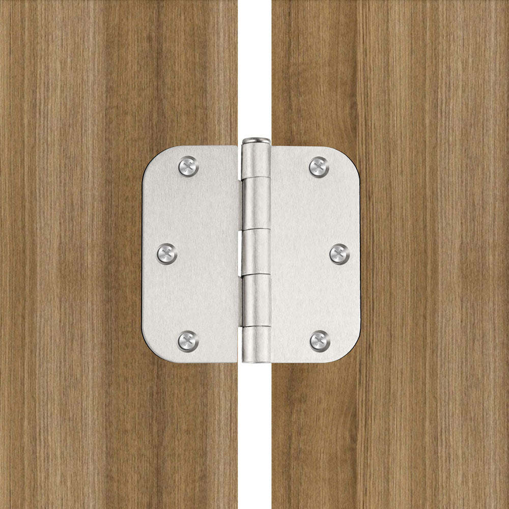 18 Pack Satin Nickel Rounded Doors Hinges 3.5 x 3.5 inch with 5/8" Radius Corners -Homdiy