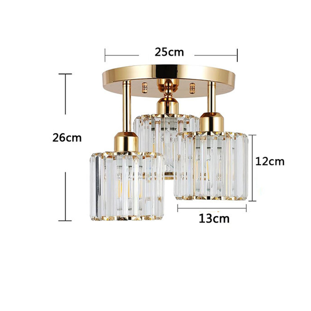 Modern Glass Crystal Semi Flush Ceiling Light
