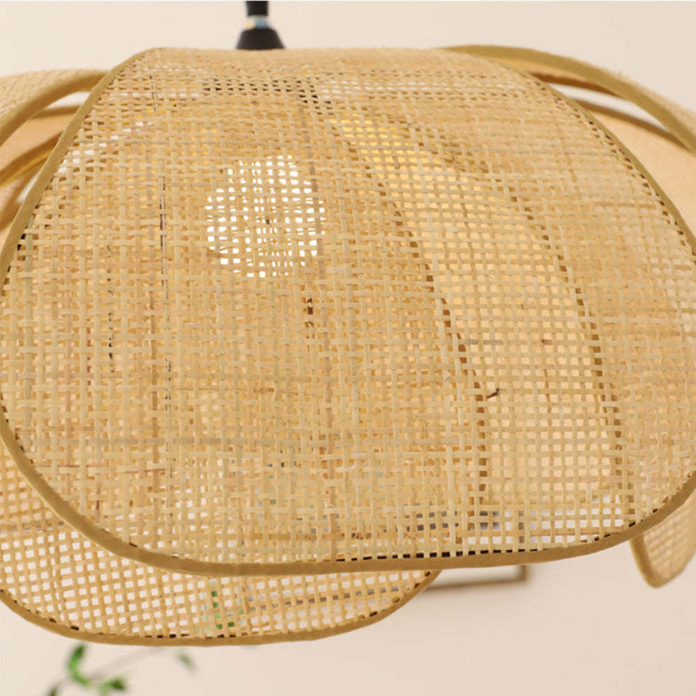 Rattan Petal Rustic Wicker Pendant Light -Homdiy
