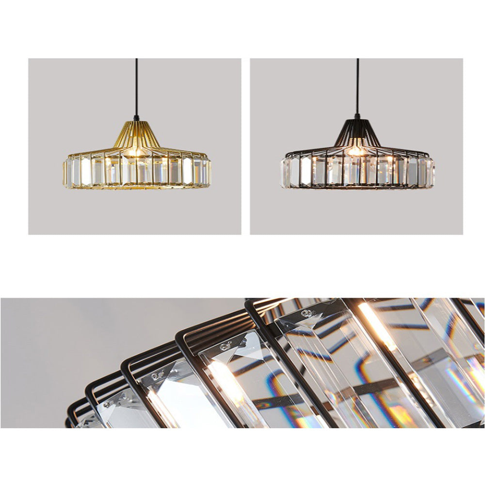 Modern Black Crystal Pendant Light for Dining Room
