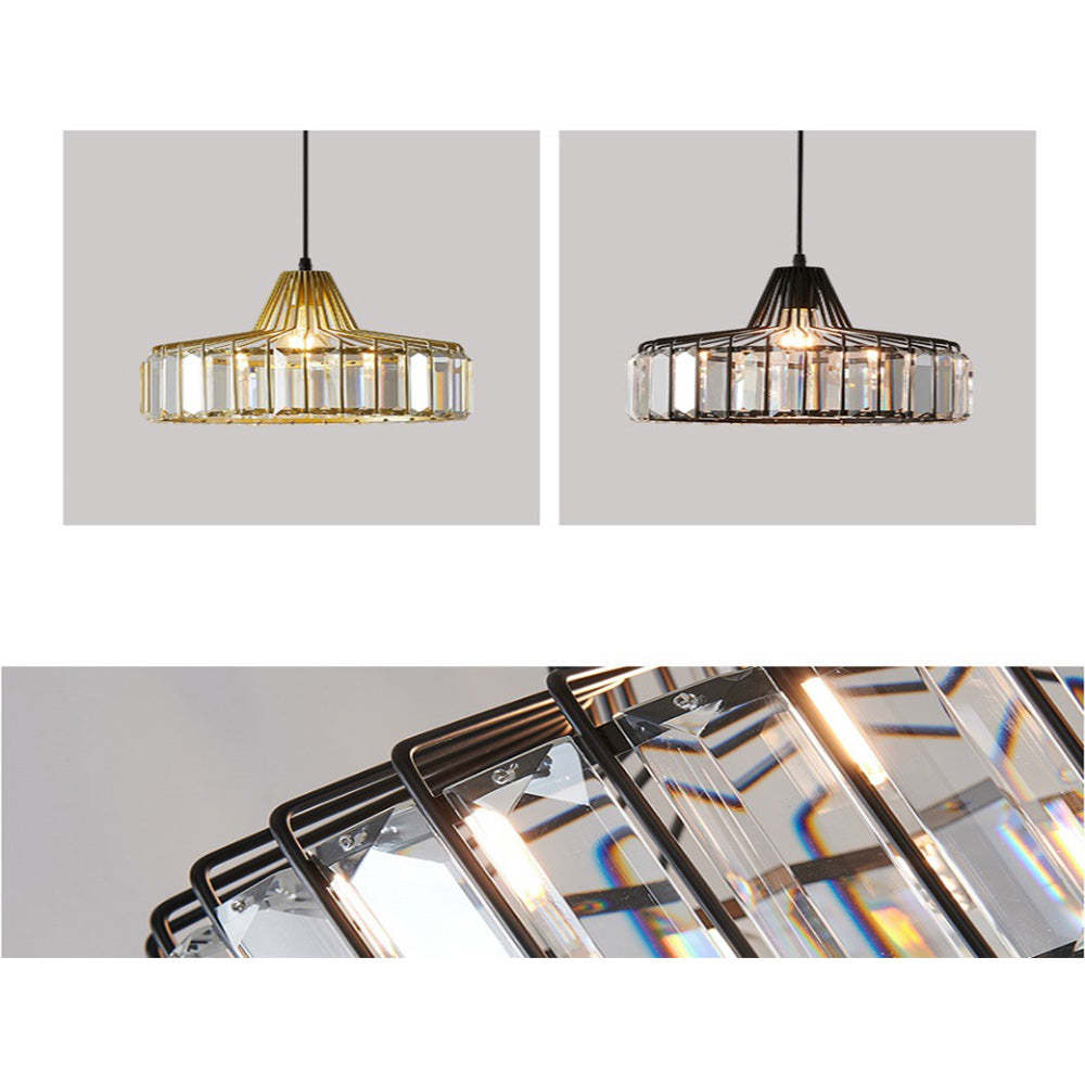 Modern Black Crystal Pendant Light for Dining Room