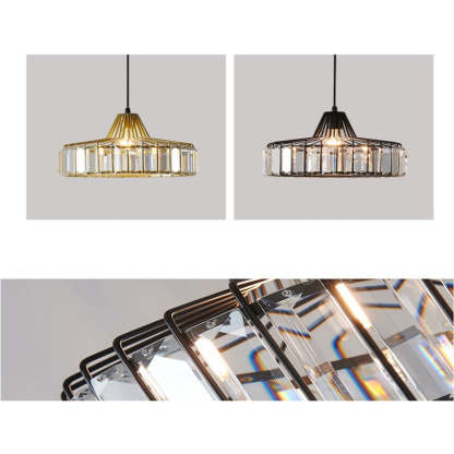 Modern Black Crystal Pendant Light for Dining Room