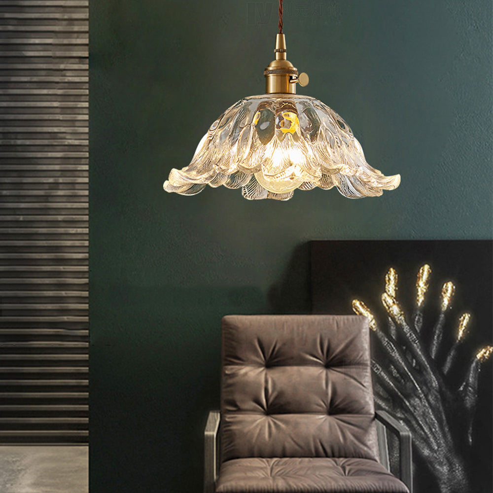 Vintage Flower Glass Shade Pendant Light -Homdiy
