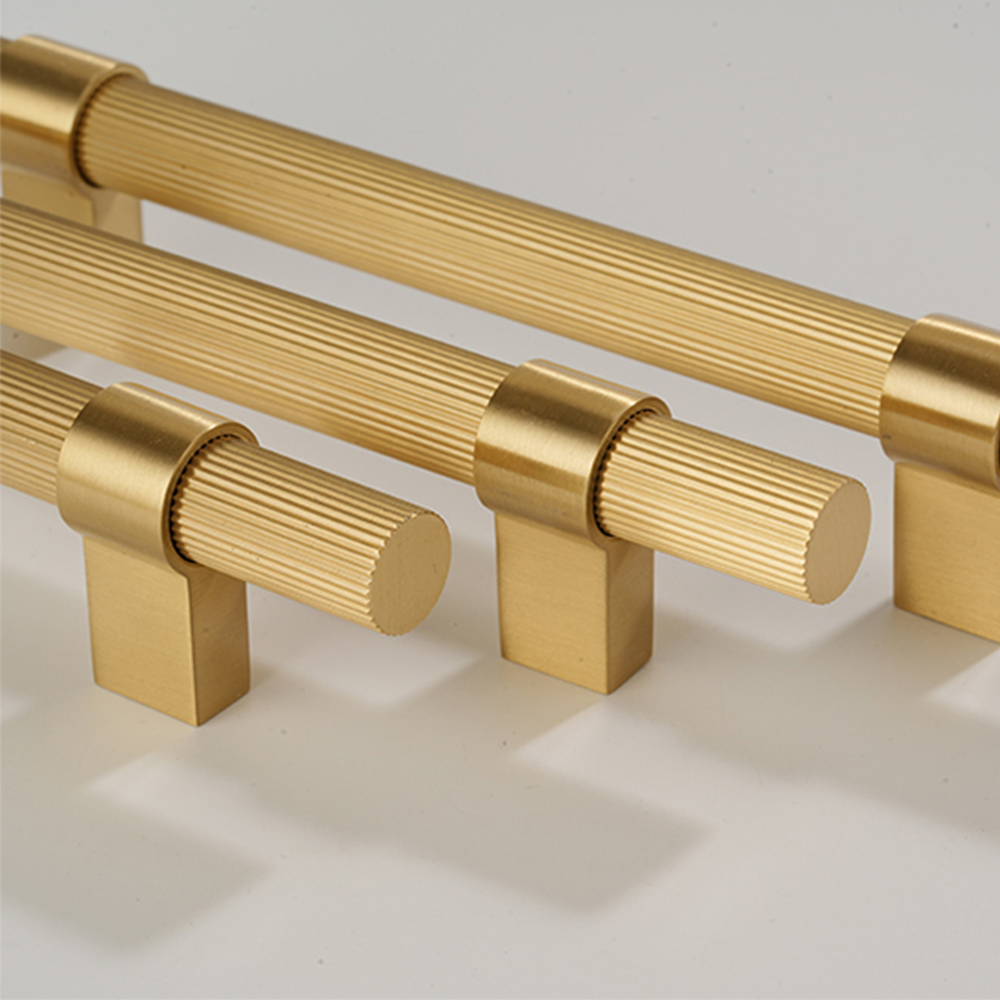 Solid Brass Gold Knurled Hardware Kitchen Cabinet Pulls