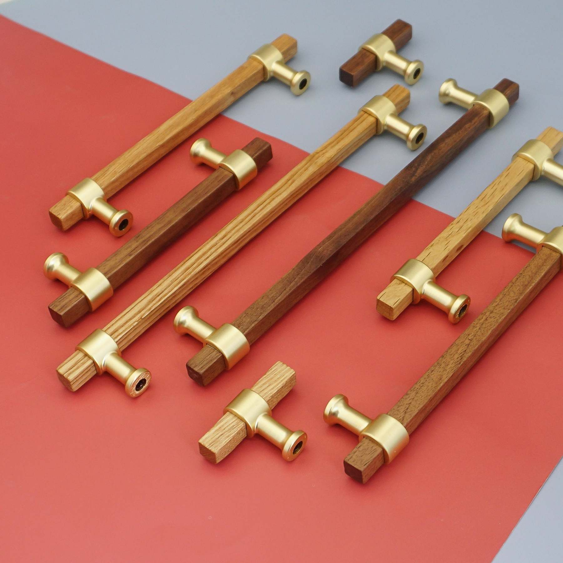 Black Walnut Square Cabinet Handles Beech Wood Drawer Pulls -Homdiy